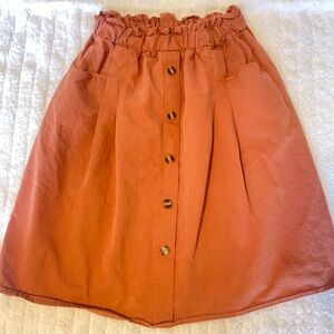 Women's Orange Button-Front Skirt